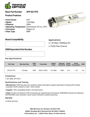 Alcatel SFP-GIG-SX Compatible 1000BASE SFP SX 850nm 550m DOM Transceiver Module