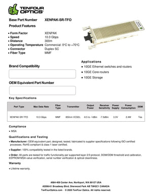 Cisco XENPAK-10GB-SR Compatible 10G XENPAK SR 850nm 300m DOM Transceiver Module